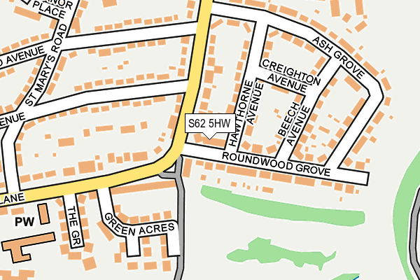 S62 5HW map - OS OpenMap – Local (Ordnance Survey)