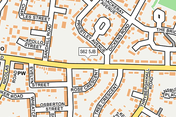 S62 5JB map - OS OpenMap – Local (Ordnance Survey)