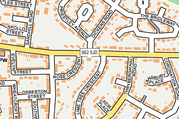 S62 5JD map - OS OpenMap – Local (Ordnance Survey)