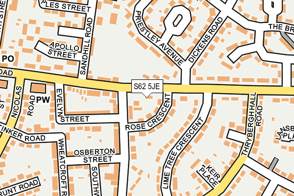 S62 5JE map - OS OpenMap – Local (Ordnance Survey)