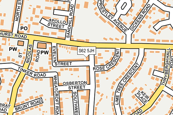 S62 5JH map - OS OpenMap – Local (Ordnance Survey)
