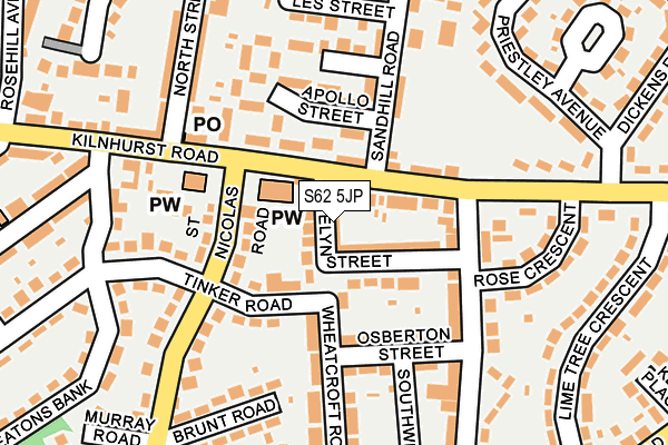 S62 5JP map - OS OpenMap – Local (Ordnance Survey)