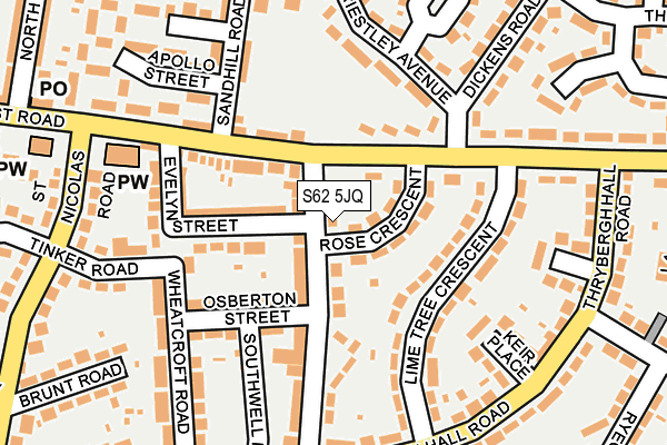 S62 5JQ map - OS OpenMap – Local (Ordnance Survey)