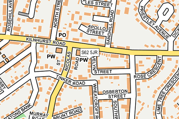 S62 5JR map - OS OpenMap – Local (Ordnance Survey)