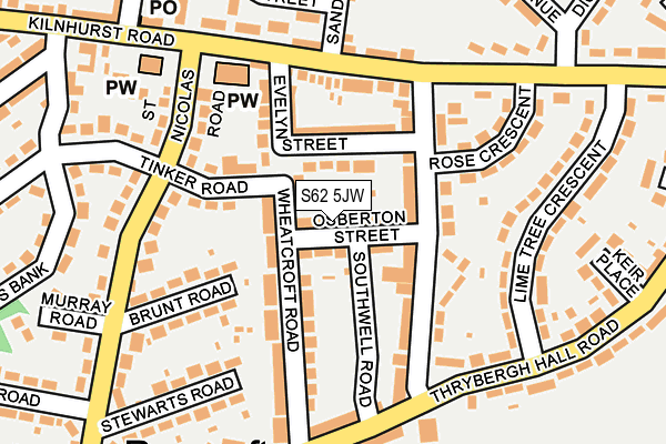 S62 5JW map - OS OpenMap – Local (Ordnance Survey)