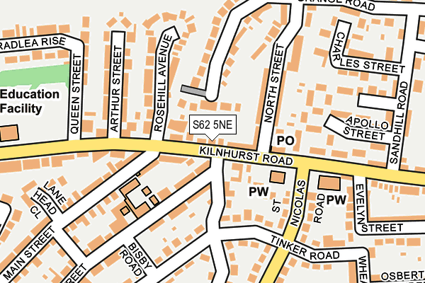 S62 5NE map - OS OpenMap – Local (Ordnance Survey)
