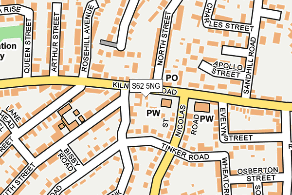 S62 5NG map - OS OpenMap – Local (Ordnance Survey)