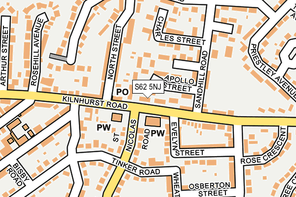 S62 5NJ map - OS OpenMap – Local (Ordnance Survey)