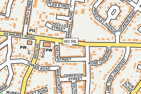 S62 5NL map - OS OpenMap – Local (Ordnance Survey)