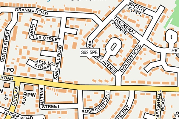 S62 5PB map - OS OpenMap – Local (Ordnance Survey)
