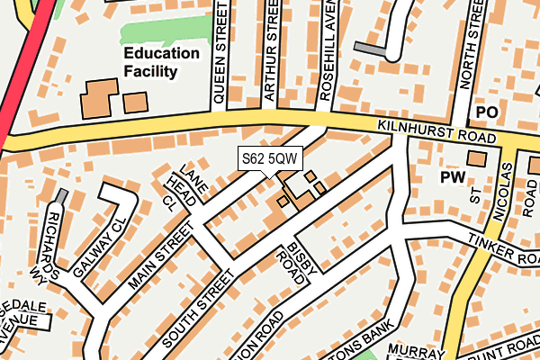 S62 5QW map - OS OpenMap – Local (Ordnance Survey)