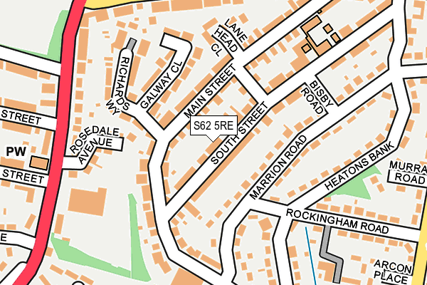 S62 5RE map - OS OpenMap – Local (Ordnance Survey)