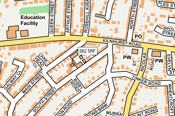 S62 5RF map - OS OpenMap – Local (Ordnance Survey)