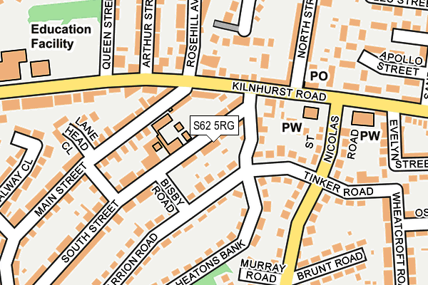 S62 5RG map - OS OpenMap – Local (Ordnance Survey)