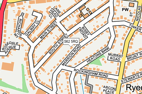 S62 5RQ map - OS OpenMap – Local (Ordnance Survey)