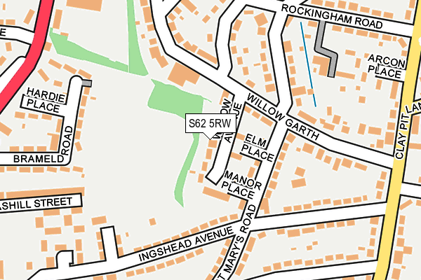 S62 5RW map - OS OpenMap – Local (Ordnance Survey)