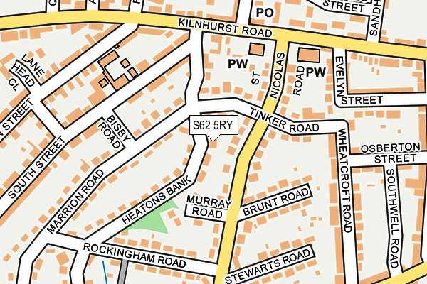 S62 5RY map - OS OpenMap – Local (Ordnance Survey)