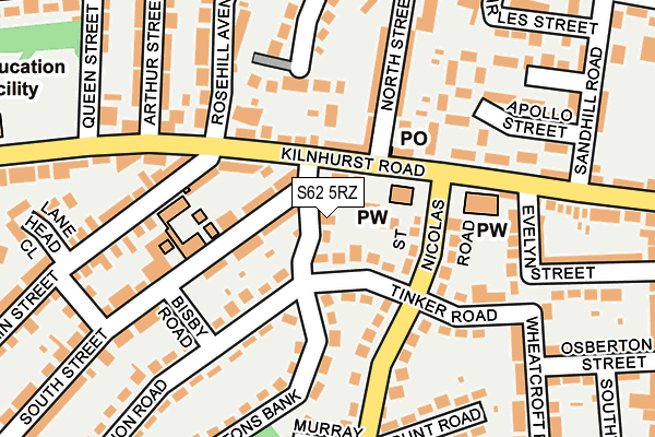 S62 5RZ map - OS OpenMap – Local (Ordnance Survey)