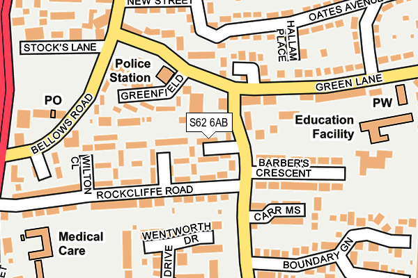 S62 6AB map - OS OpenMap – Local (Ordnance Survey)