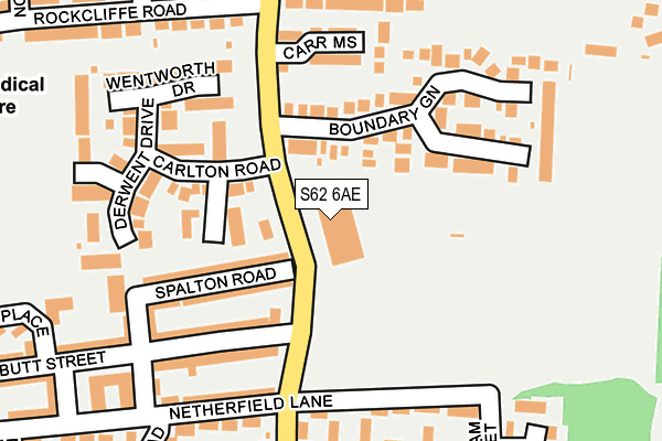 S62 6AE map - OS OpenMap – Local (Ordnance Survey)