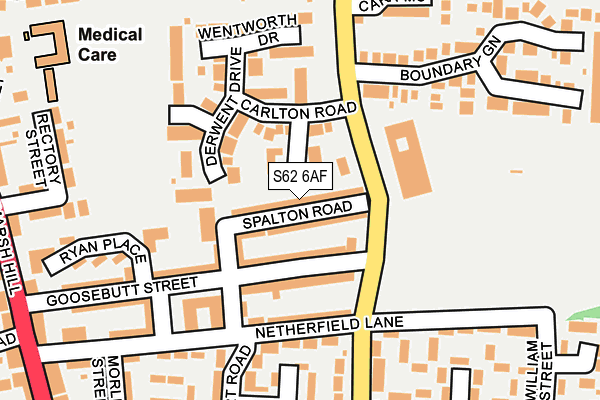 S62 6AF map - OS OpenMap – Local (Ordnance Survey)