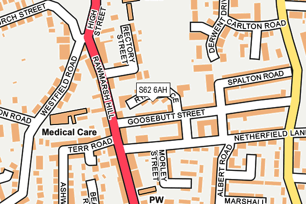 S62 6AH map - OS OpenMap – Local (Ordnance Survey)