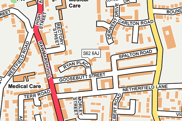 S62 6AJ map - OS OpenMap – Local (Ordnance Survey)