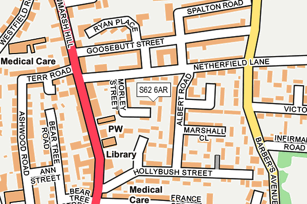 S62 6AR map - OS OpenMap – Local (Ordnance Survey)