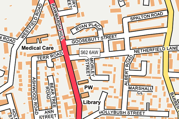 S62 6AW map - OS OpenMap – Local (Ordnance Survey)
