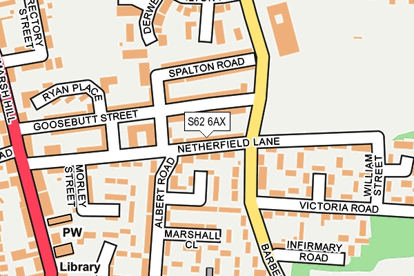 S62 6AX map - OS OpenMap – Local (Ordnance Survey)