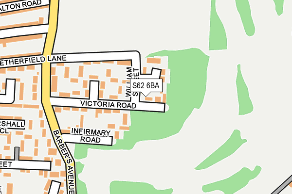 S62 6BA map - OS OpenMap – Local (Ordnance Survey)