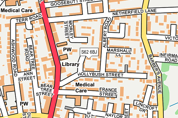 S62 6BJ map - OS OpenMap – Local (Ordnance Survey)