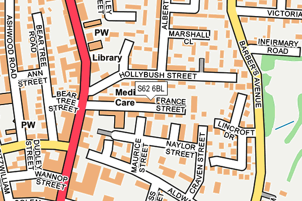 S62 6BL map - OS OpenMap – Local (Ordnance Survey)