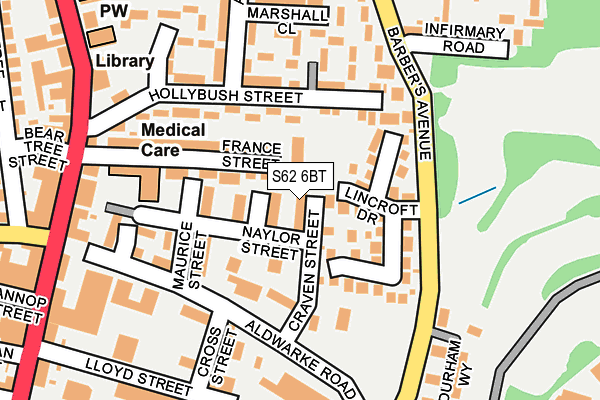S62 6BT map - OS OpenMap – Local (Ordnance Survey)