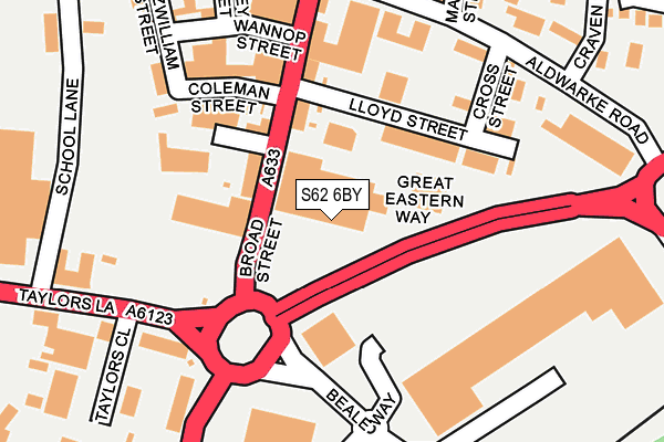 S62 6BY map - OS OpenMap – Local (Ordnance Survey)