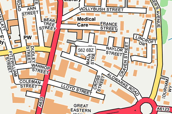 S62 6BZ map - OS OpenMap – Local (Ordnance Survey)
