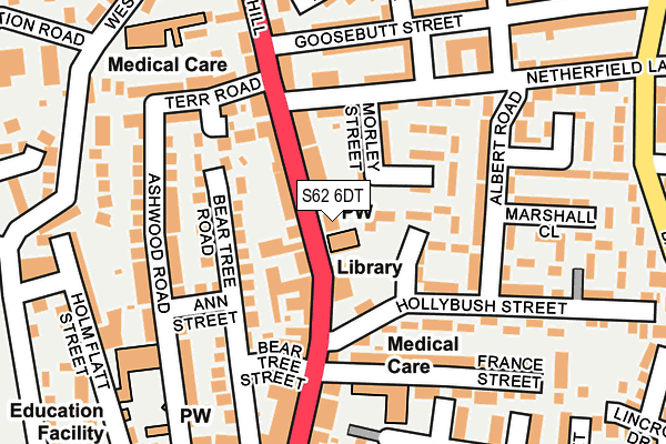S62 6DT map - OS OpenMap – Local (Ordnance Survey)
