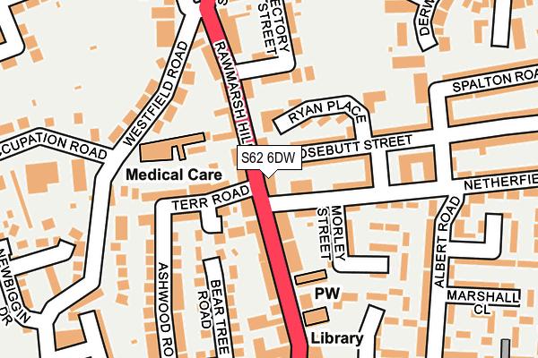 S62 6DW map - OS OpenMap – Local (Ordnance Survey)