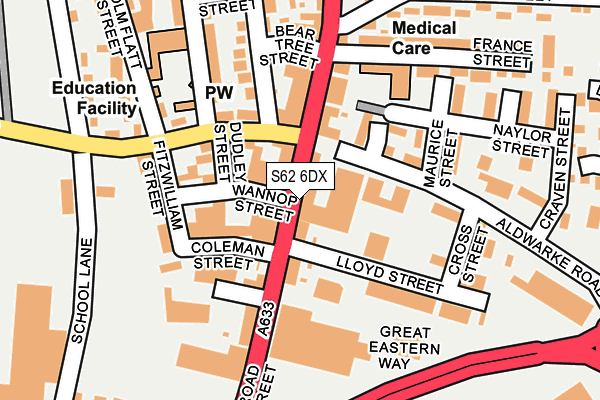 S62 6DX map - OS OpenMap – Local (Ordnance Survey)