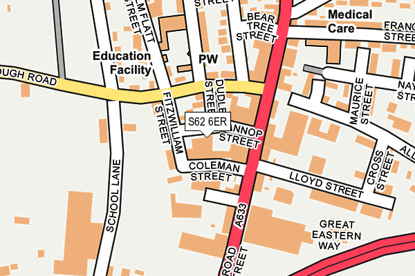 S62 6ER map - OS OpenMap – Local (Ordnance Survey)