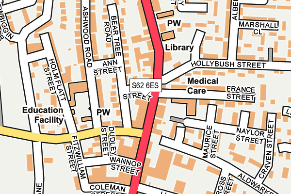 S62 6ES map - OS OpenMap – Local (Ordnance Survey)