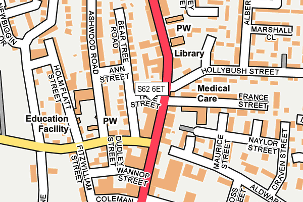 S62 6ET map - OS OpenMap – Local (Ordnance Survey)