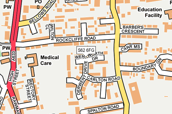 S62 6FG map - OS OpenMap – Local (Ordnance Survey)