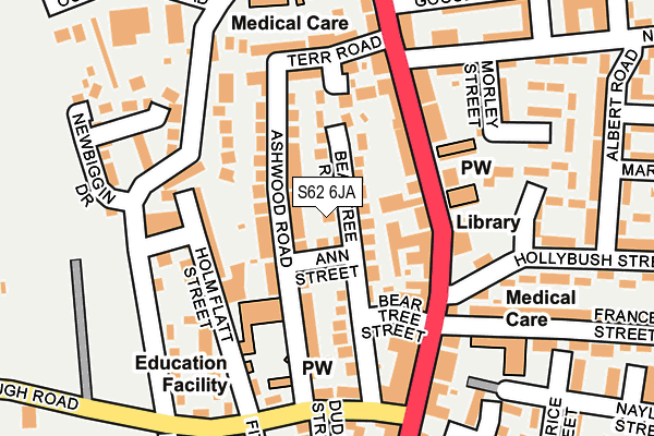 S62 6JA map - OS OpenMap – Local (Ordnance Survey)