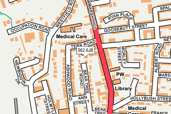 S62 6JB map - OS OpenMap – Local (Ordnance Survey)