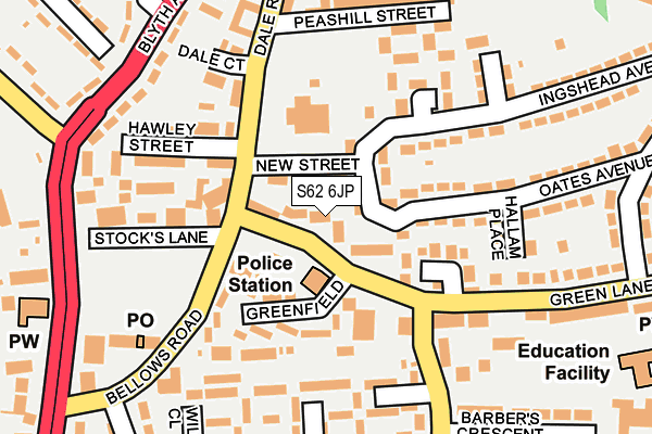 S62 6JP map - OS OpenMap – Local (Ordnance Survey)