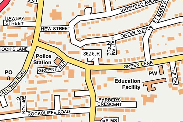 S62 6JR map - OS OpenMap – Local (Ordnance Survey)