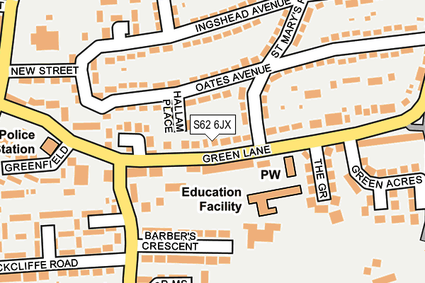 S62 6JX map - OS OpenMap – Local (Ordnance Survey)