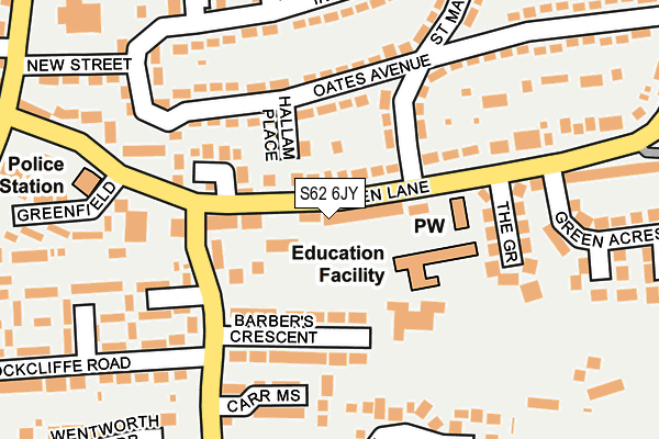 S62 6JY map - OS OpenMap – Local (Ordnance Survey)