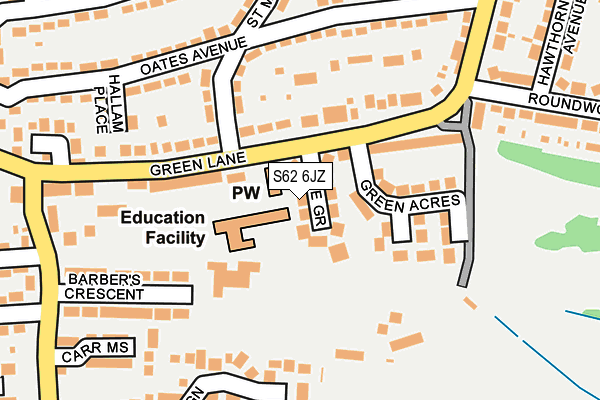 S62 6JZ map - OS OpenMap – Local (Ordnance Survey)